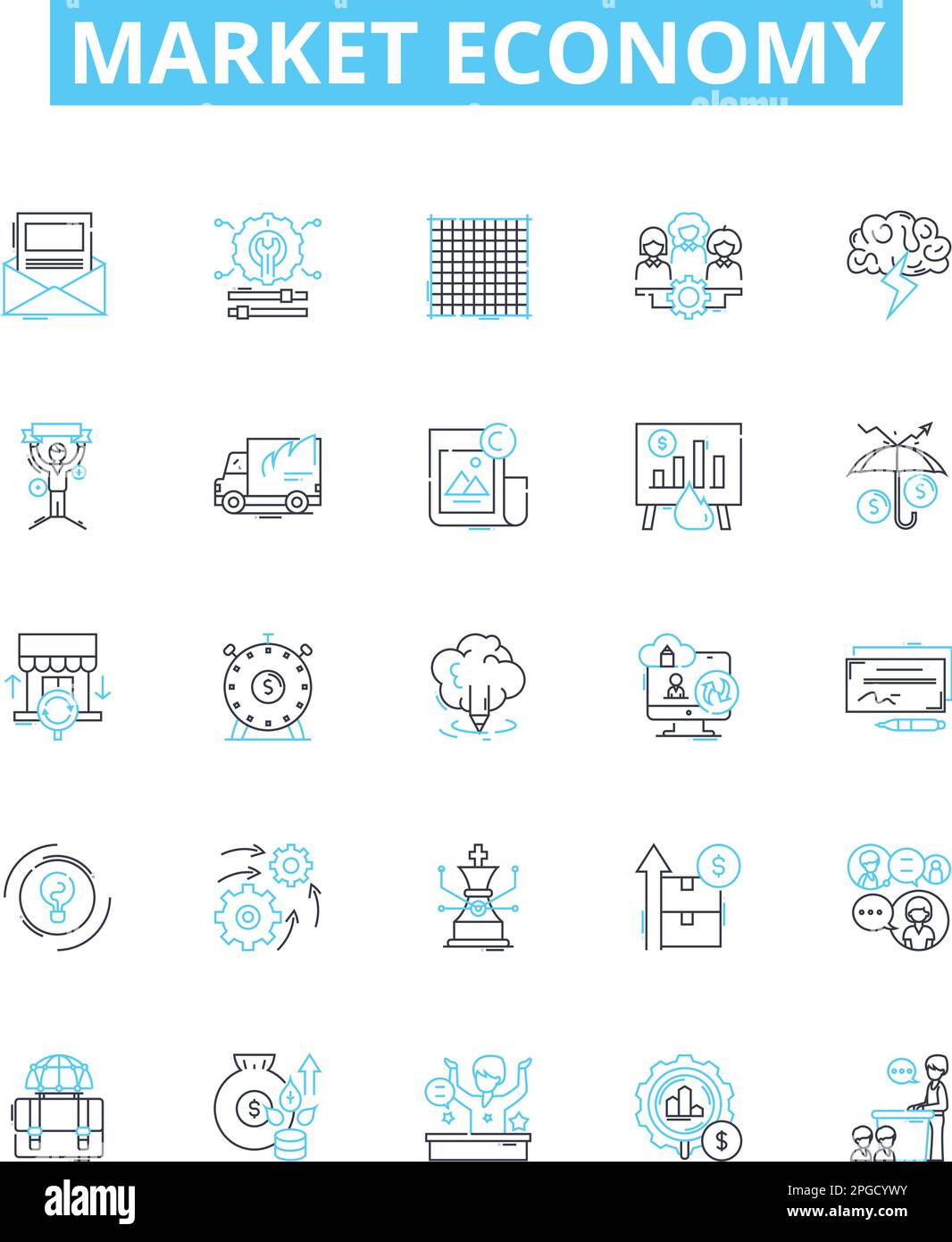 Market economy vector line icons set market economy capitalism
