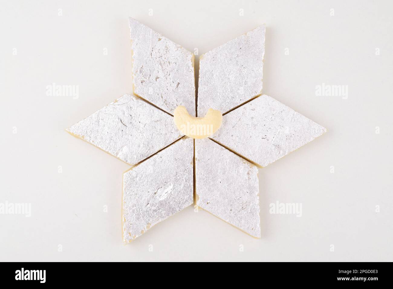 Indian traditional mithai kaju katli top view Stock Photo