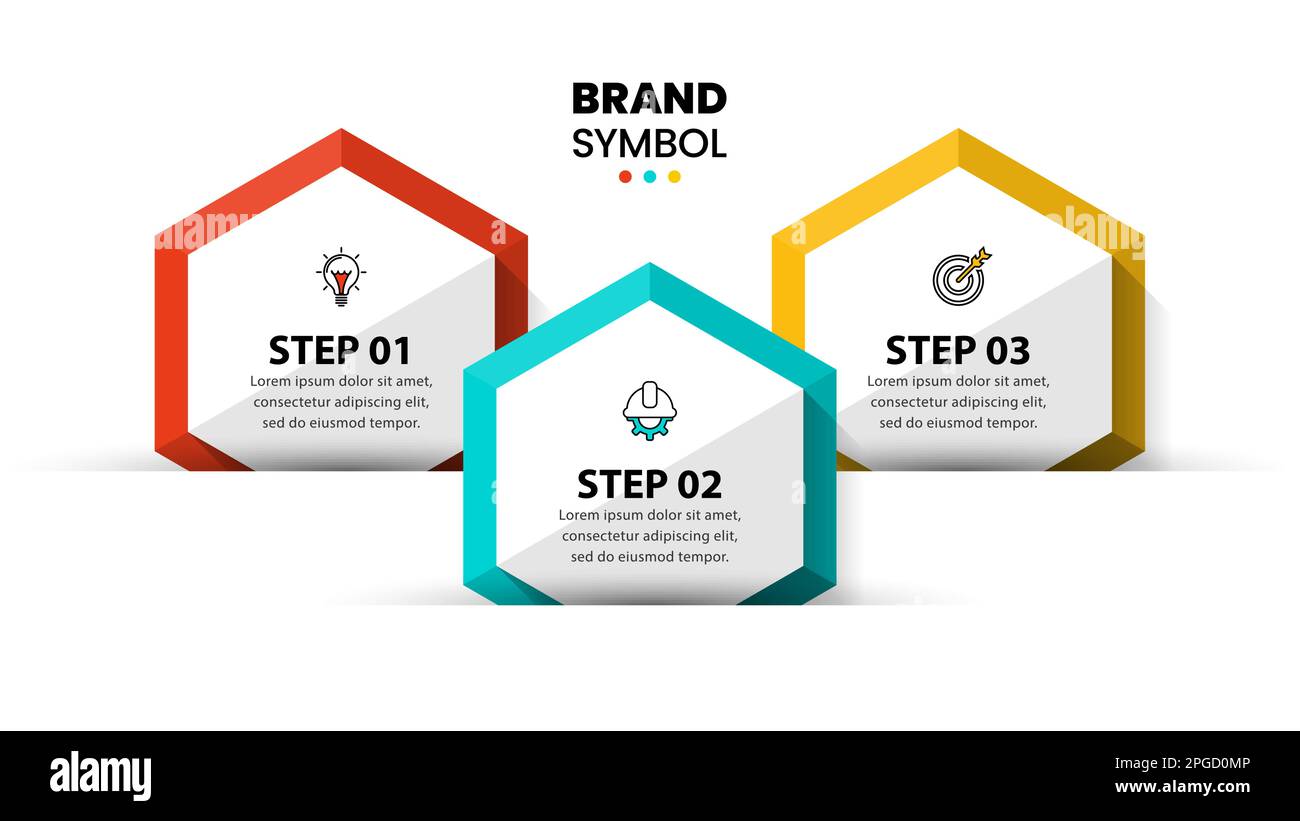 Infographic template with icons and 3 options or steps. Hexagon. Can be ...