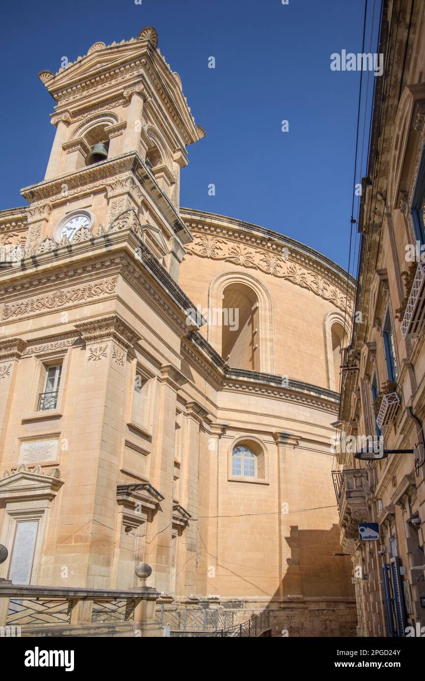 outside the rotunda of mosta or the mosta dome in central malta Stock Photo