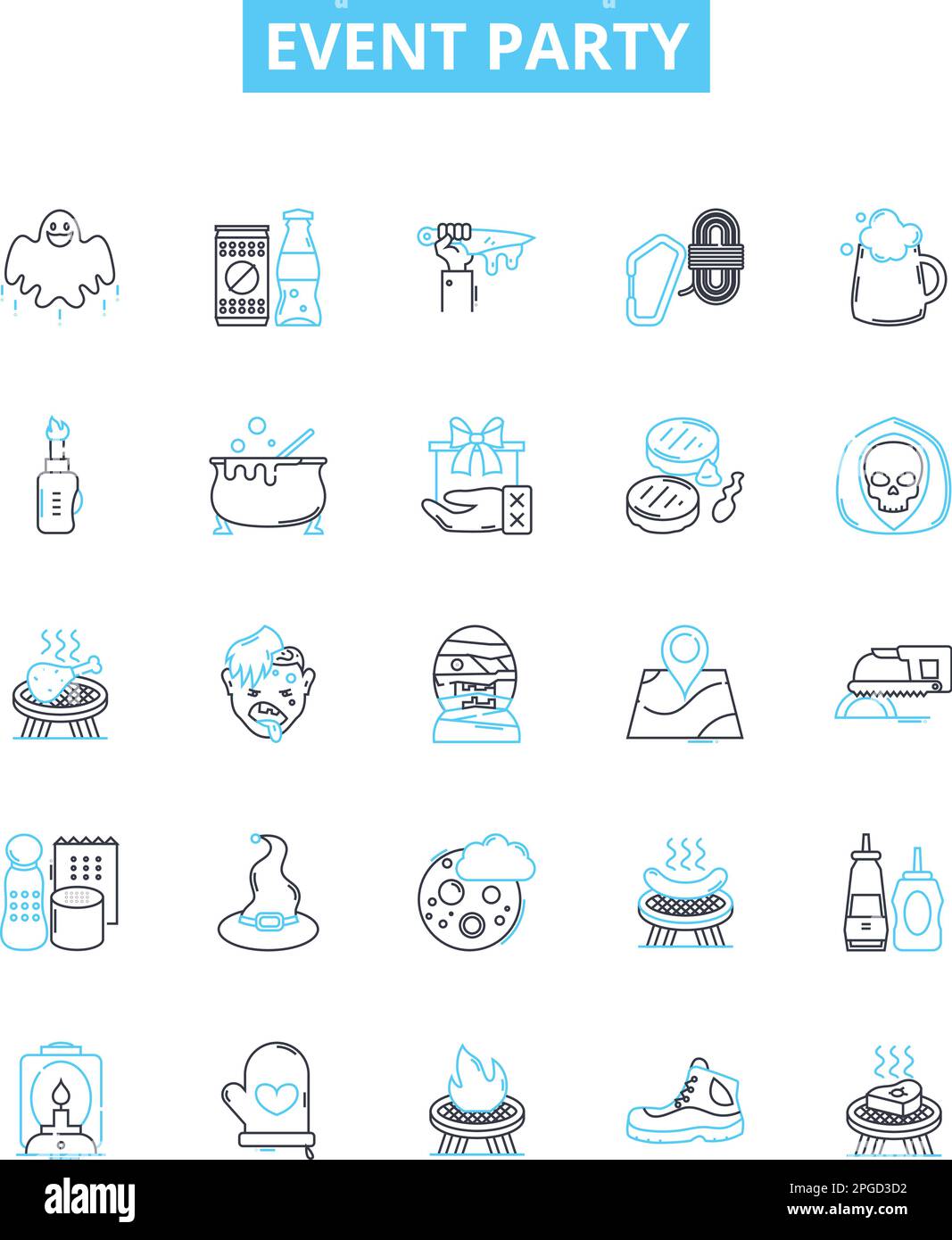 Event party vector line icons set. Celebration, Gala, Bash, Social ...