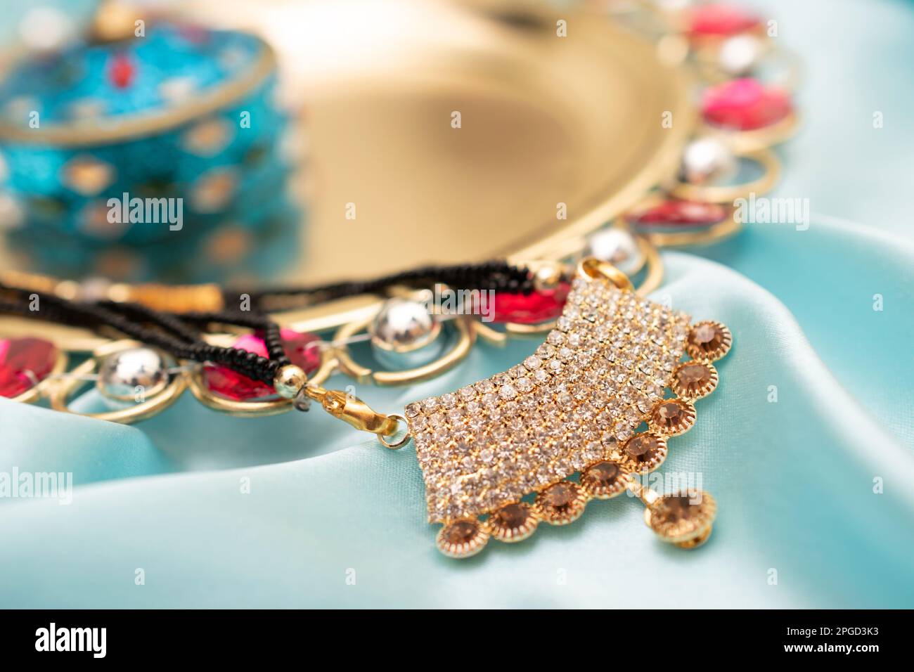 Closeup of mangalsutra, indian traditional jewellery Stock Photo