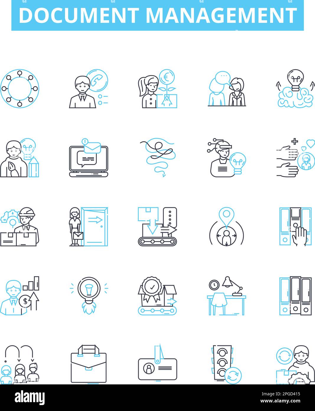 Document management vector line icons set. Document, Management ...