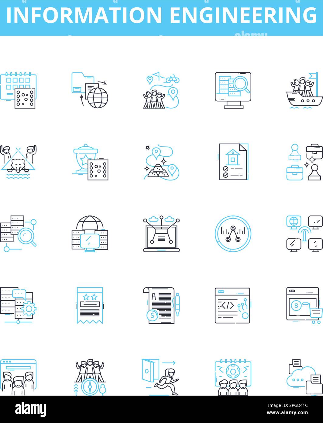 Information Engineering Vector Line Icons Set Information Engineering Systems Technology 2348