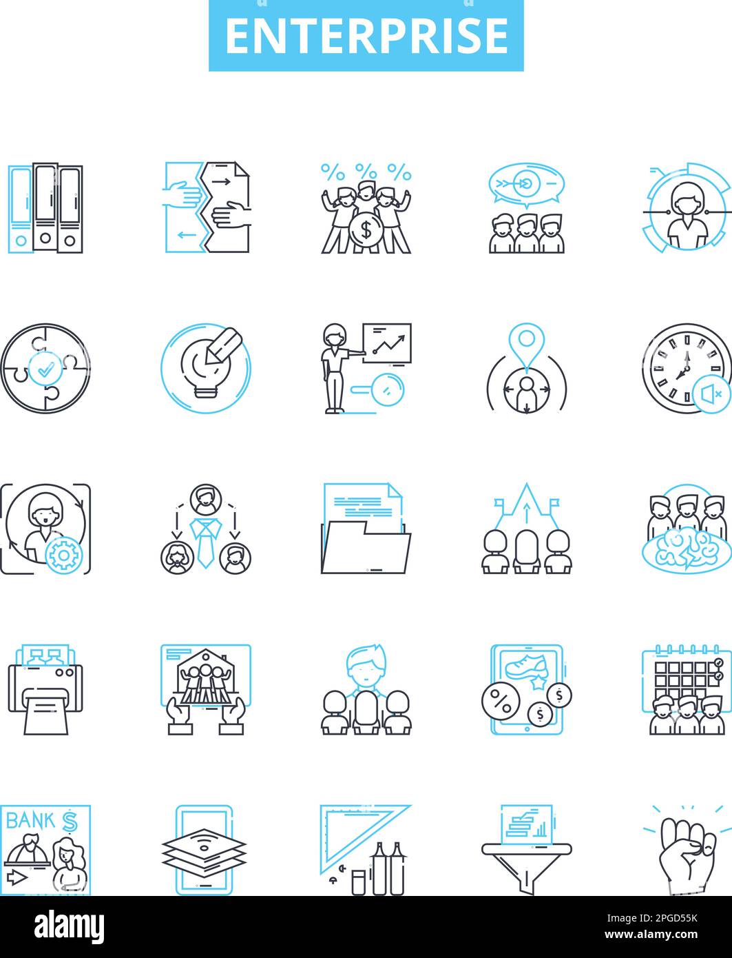 Enterprise vector line icons set. Corporation, Business, Industry, Work
