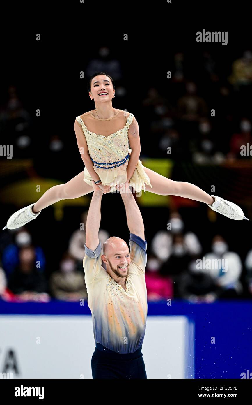 Ellie KAM & Danny O'SHEA (USA), during Pairs Short Program, at the ISU ...