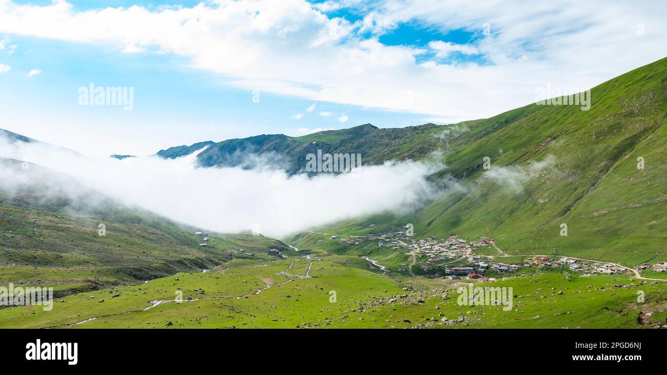 Turkey Rize Mountains Avusor Plateau in Rize, Turkey. Beautiful landscape with Kackar ...