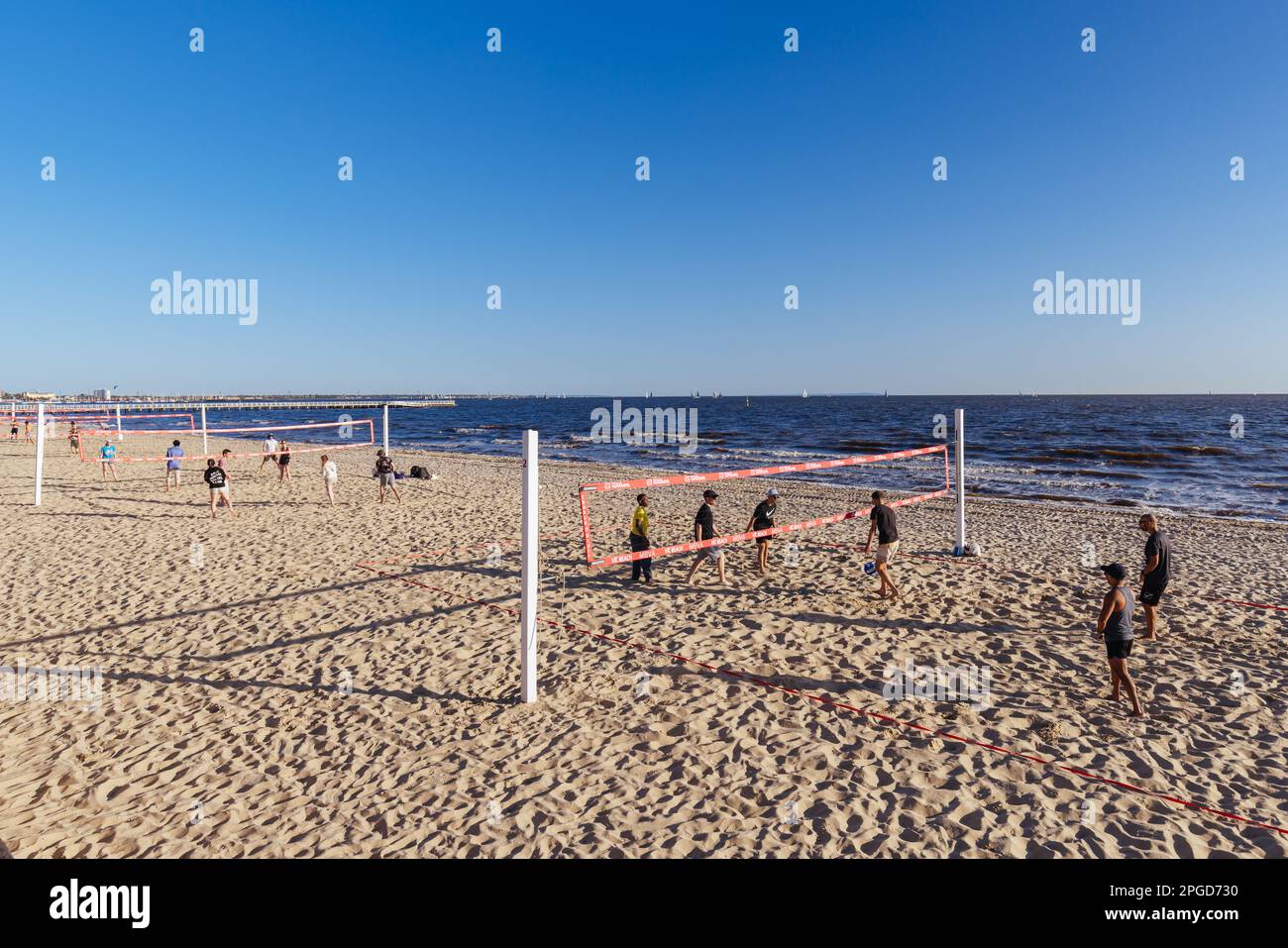 Beach Volleyball Courts in Melbourne Australia Stock Photo Alamy