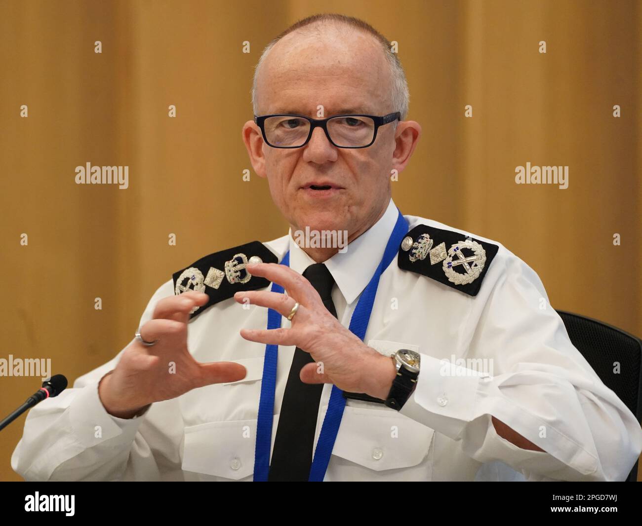 Metropolitan Police Commissioner Sir Mark Rowley answering questions from the London Assembly