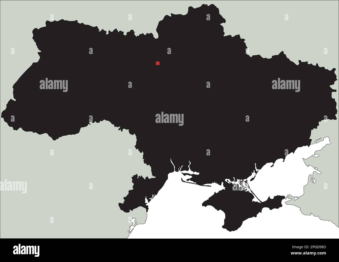 Highly Detailed Ukraine Silhouette map. Stock Vector