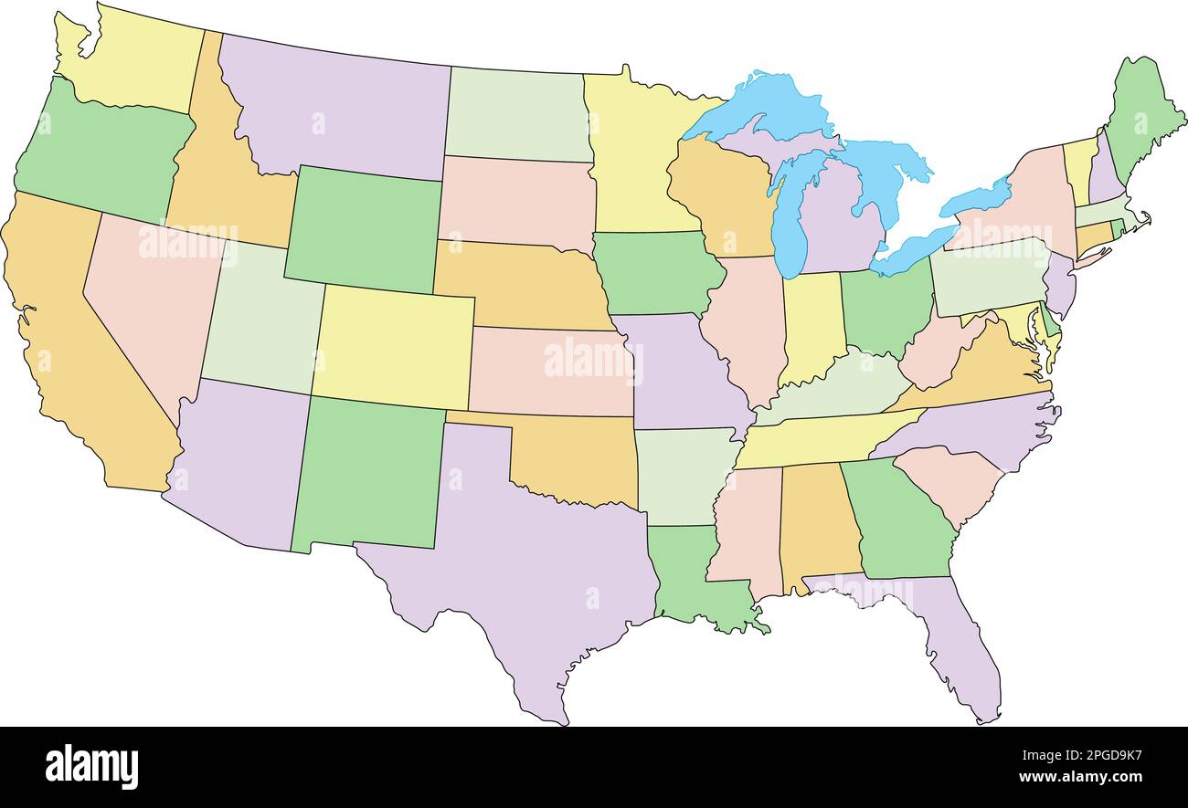 United States of America Highly detailed editable political map with