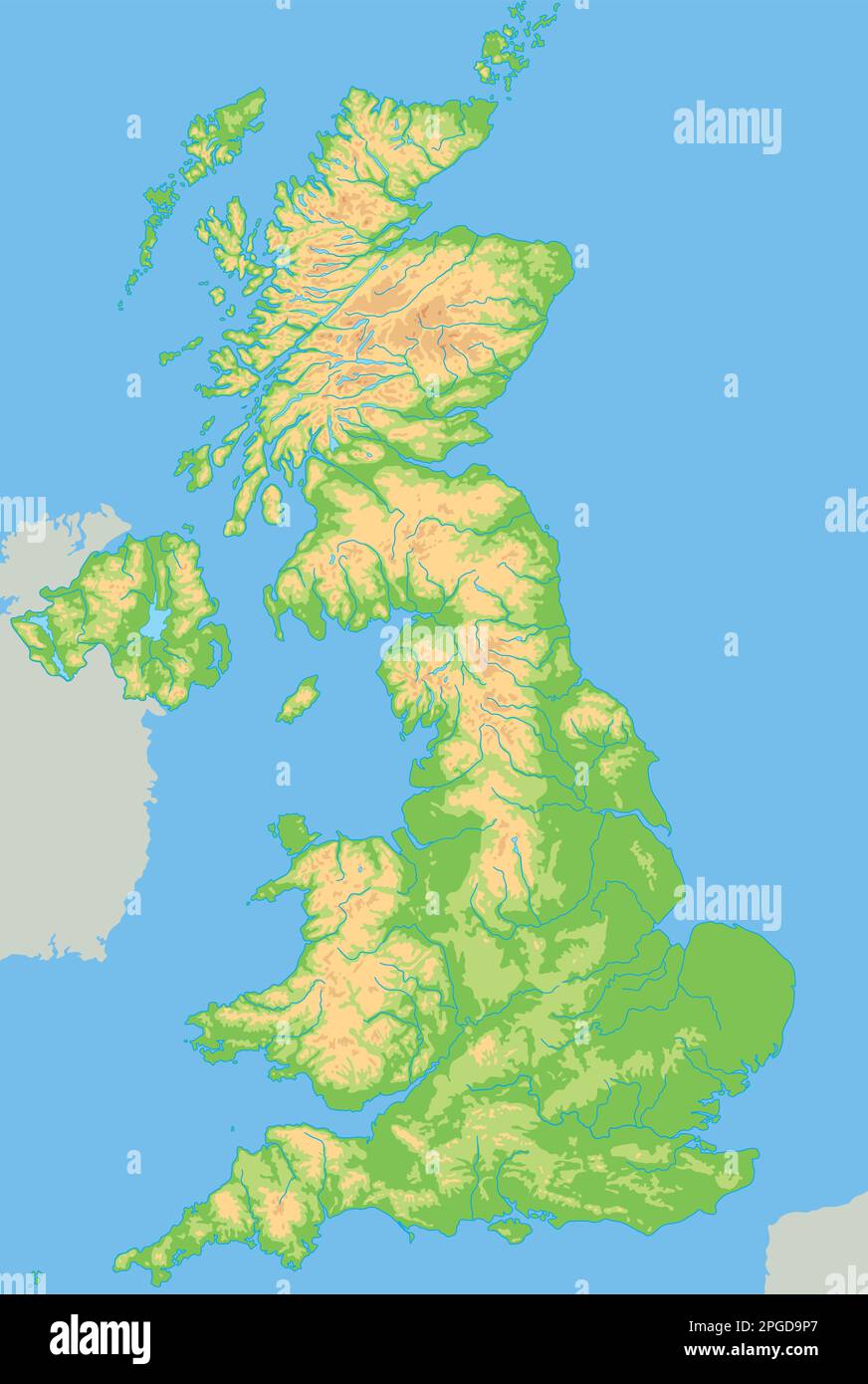 Physical Map Of England High Detailed United Kingdom Physical Map 2PGD9P7
