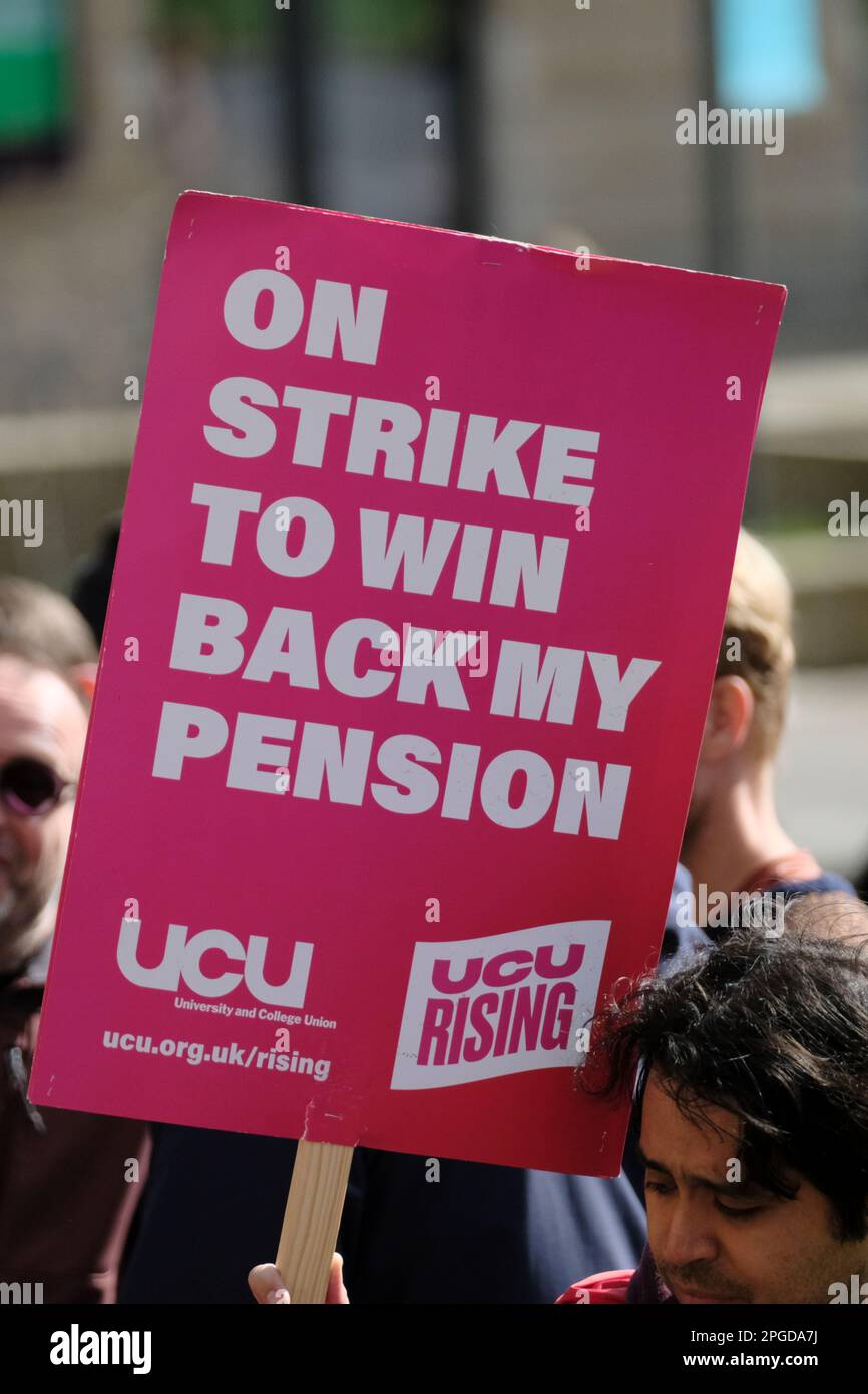 Bristol, UK. 21st Mar, 2023. Bristol University Lecturers continue to take strike action in their fight for pensions, fair and equal pay, reasonable workloads and an end to precarious contracts. The workers are supported by the UCU or University College Union. Stagnating pay as the cost of living rises adds to the anxiety of University Staff. Credit: JMF News/Alamy Live News Stock Photo