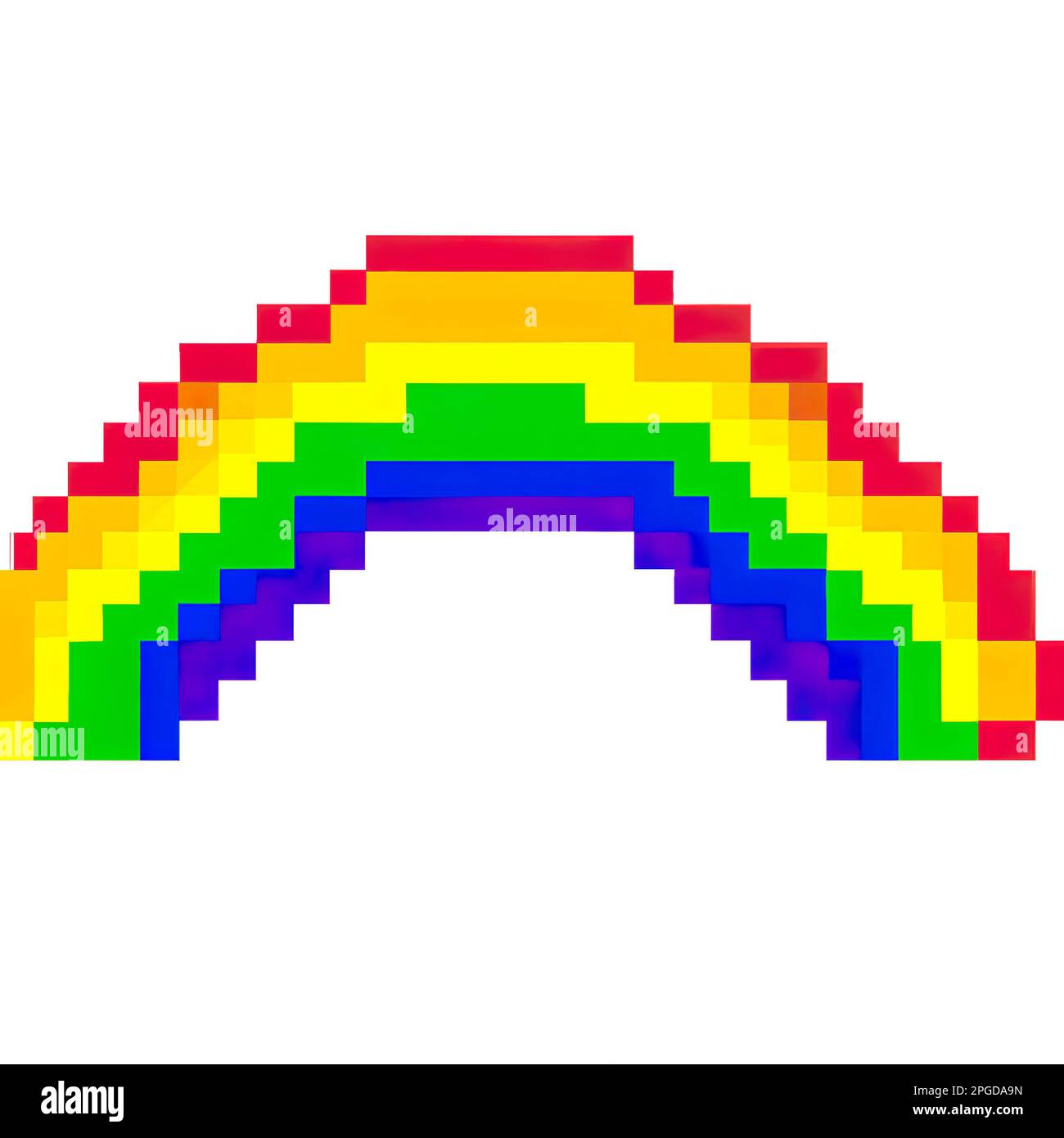 Pixel art rainbow image on a white background ai generated image. Stock Photo