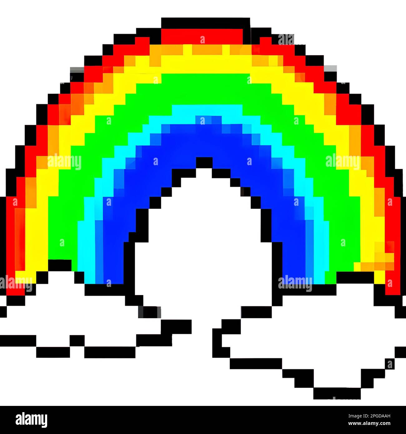 Pixel art rainbow image on a white background ai generated image. Stock Photo