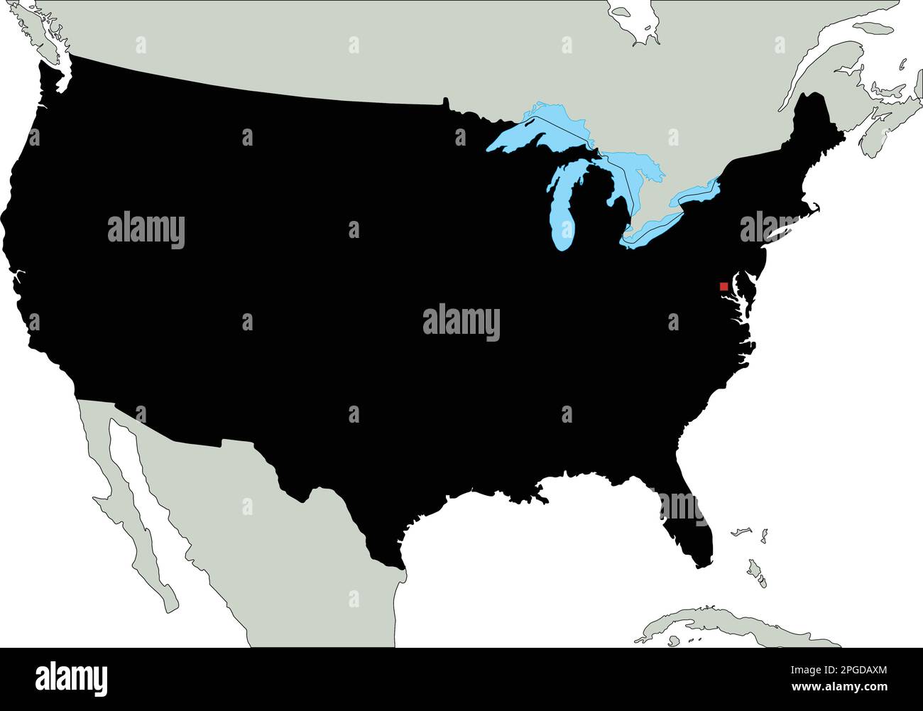 Highly Detailed United States of America Silhouette map Stock Vector ...