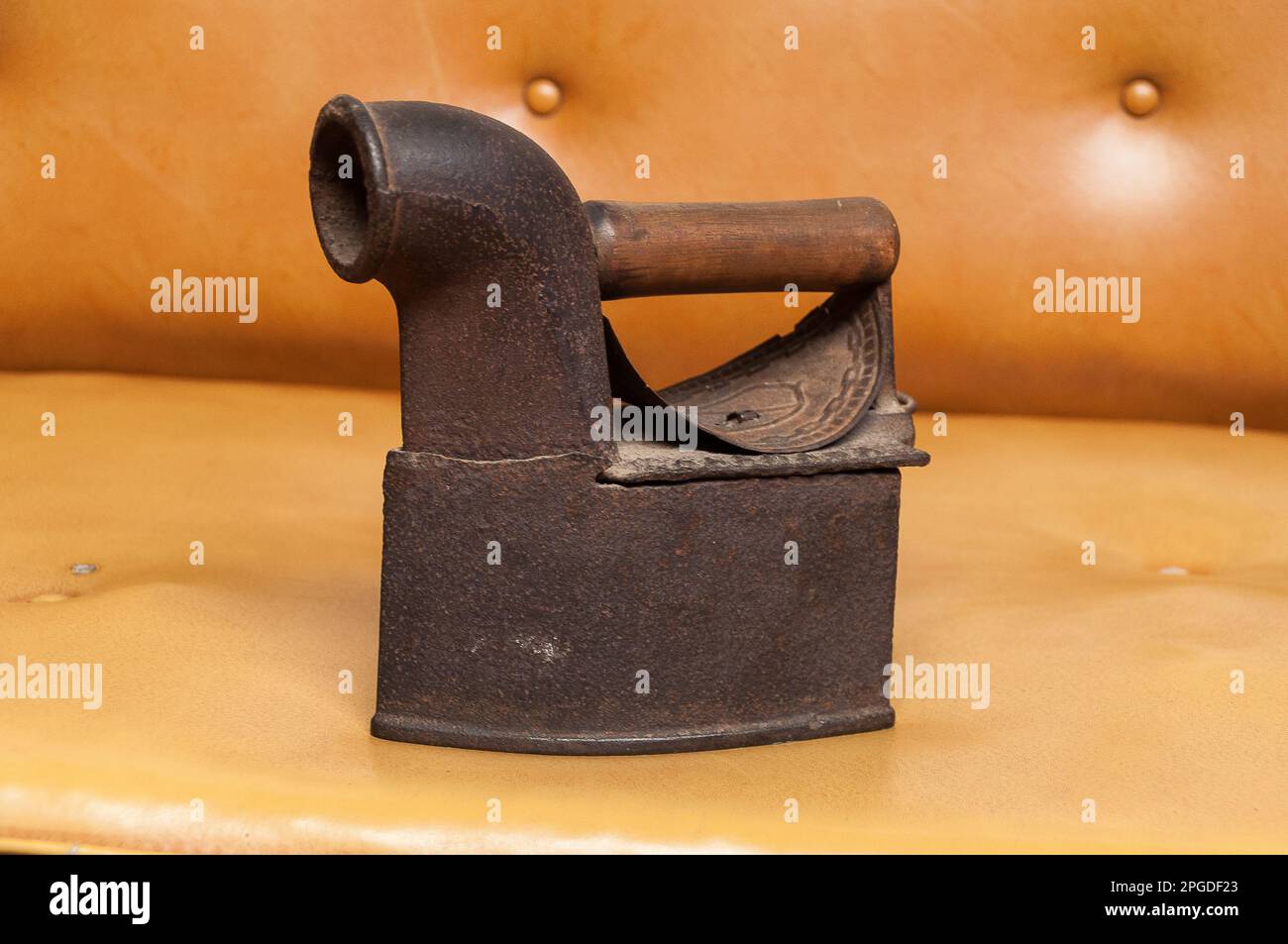 Antique Iron Collection Piece For Clothes That Were Worn With Coal. Stock Photo