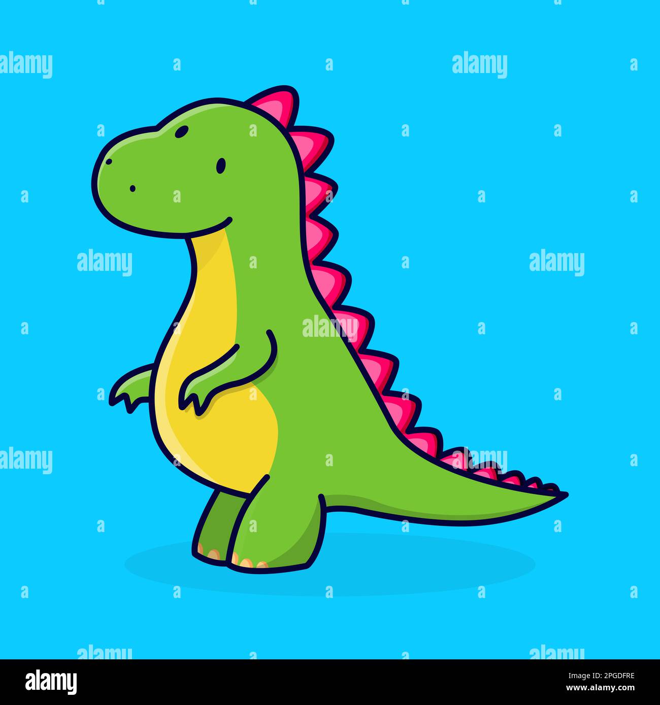 Little cute and little green yellow dinosaur, animal cartoon design ...