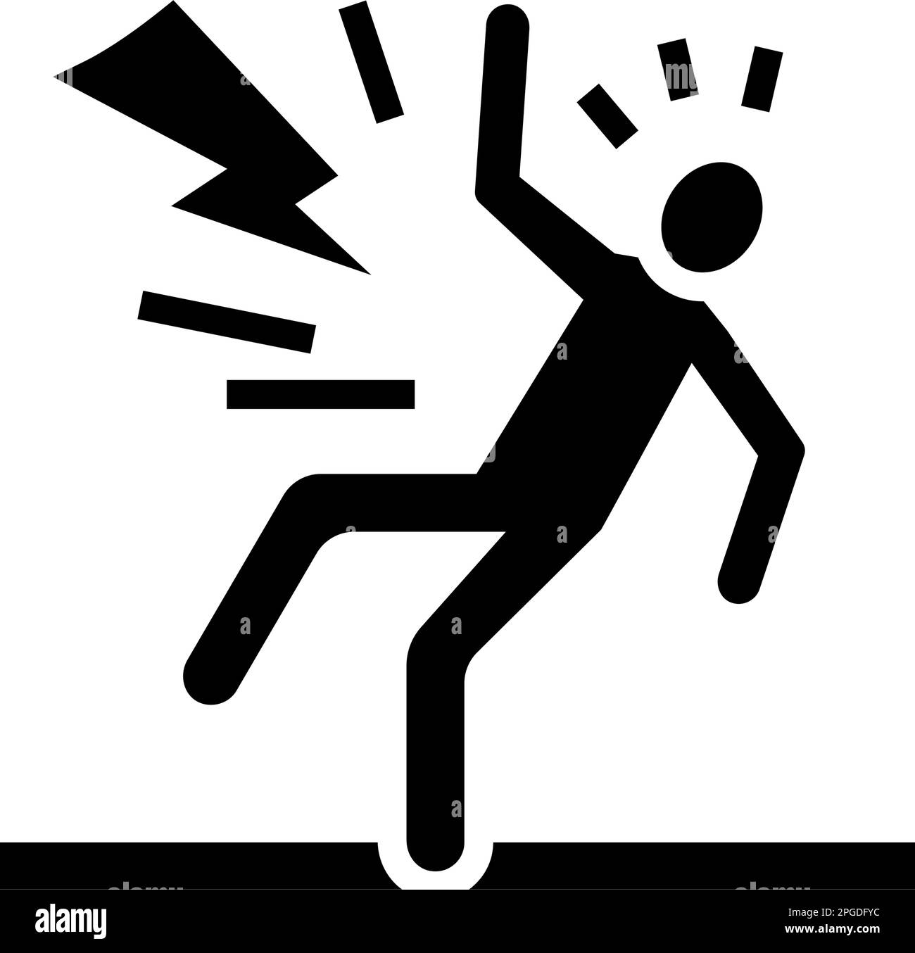 lightning strike man accident glyph icon vector illustration Stock