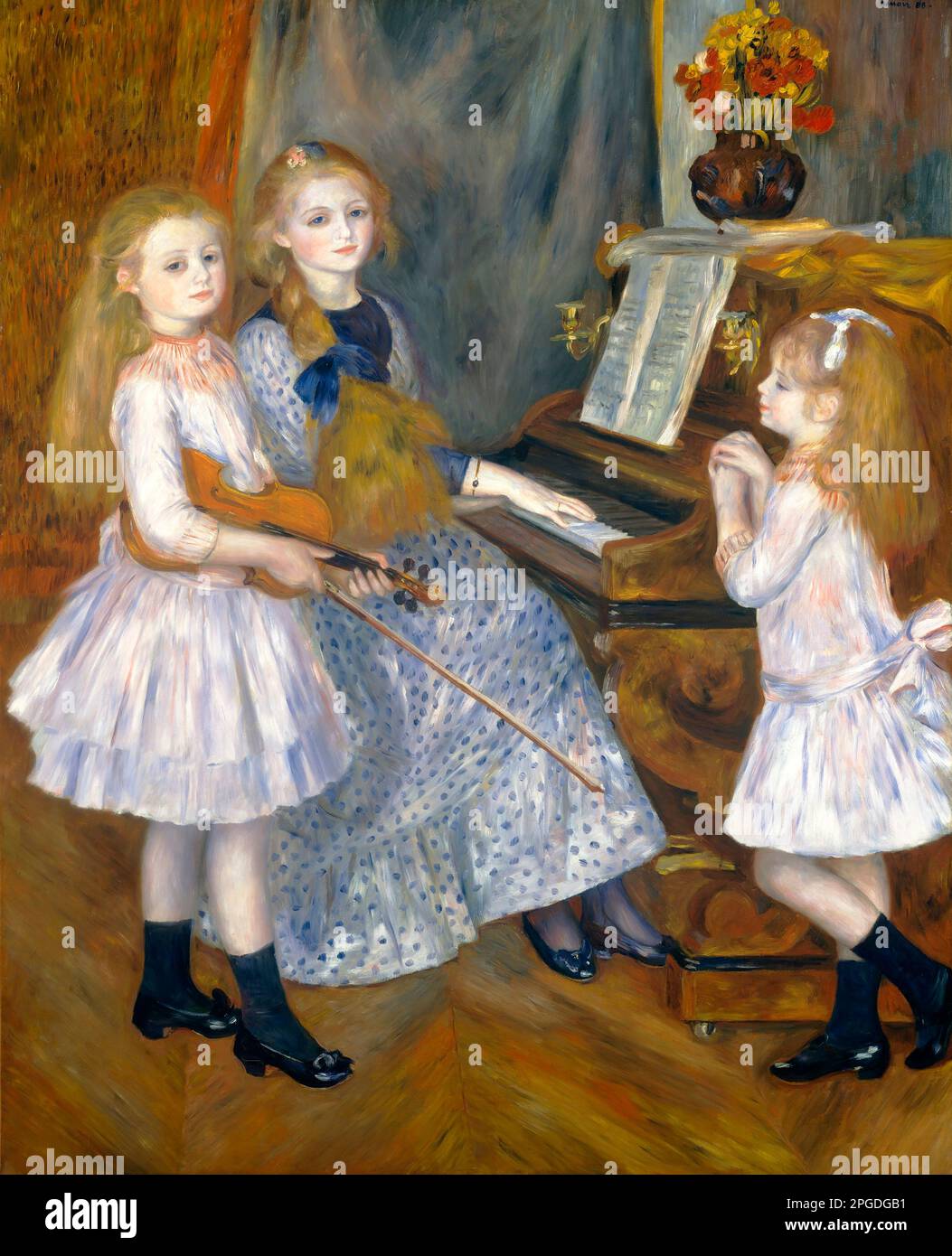 The Daughters of Catulle Mendès, Huguette (1871–1964), Claudine (1876–1937), and Helyonne (1879–1955) Auguste Renoir 1888 Stock Photo