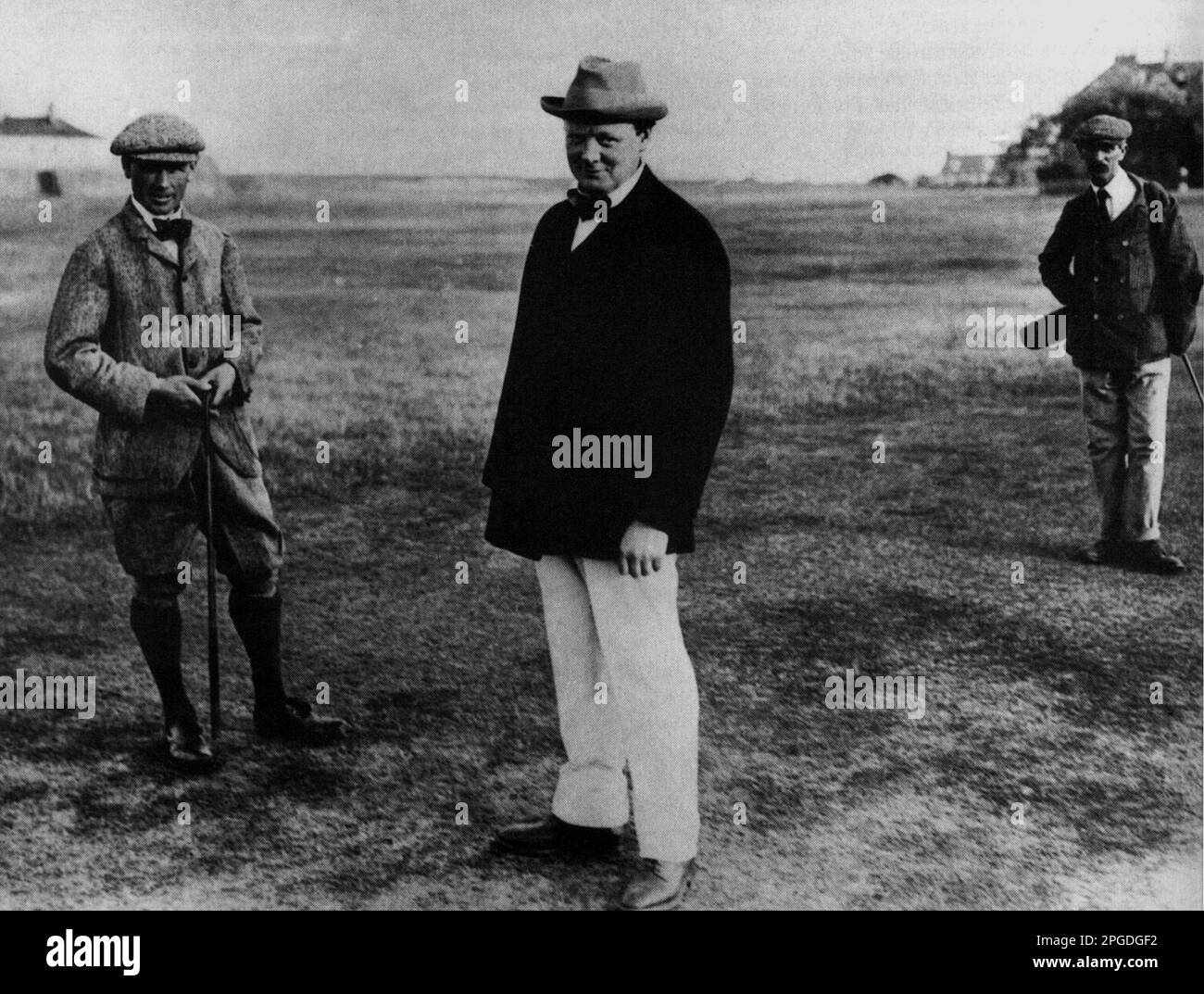 Winston Churchill on a golf course. 1913 Stock Photo