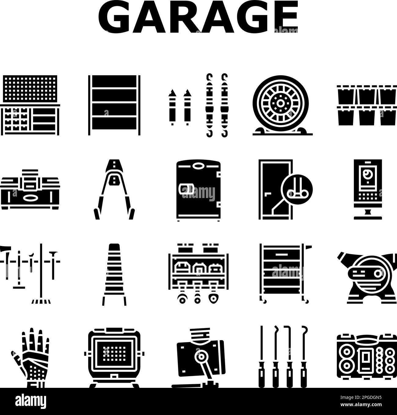 garage tools service auto repair icons set vector Stock Vector Image