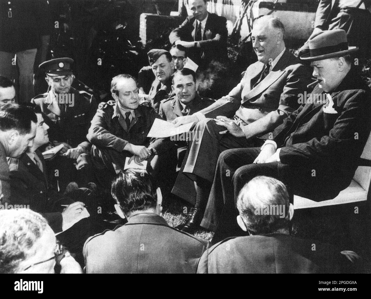 Winston Churchill and President Roosevelt at the Casablanca Conference. January 1943 Stock Photo