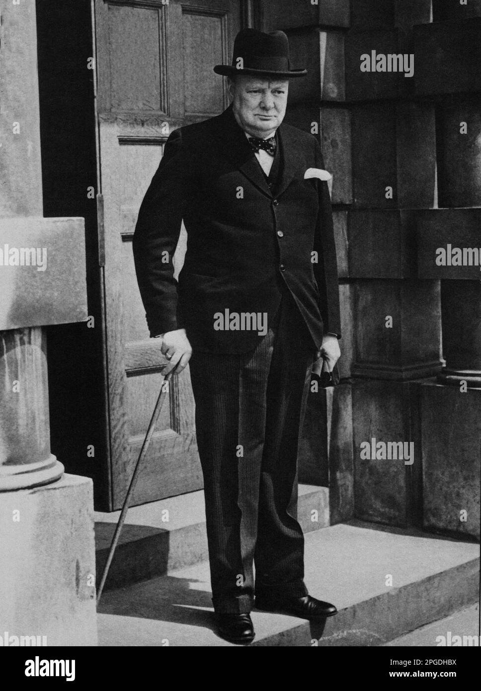 Winston Churchill newly appointed as 1st Lord of the Admiralty outside  Admiralty House at the outbreak of war with Germany.  September 4th 1939 Stock Photo