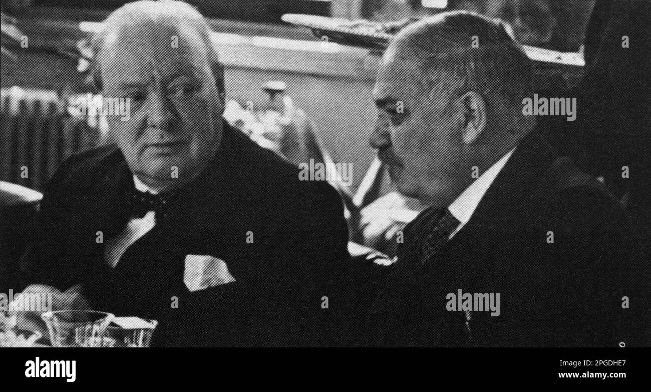 Winston Churchill with the Soviet Ambassador , Ivan Maisky. London August 1941 Stock Photo