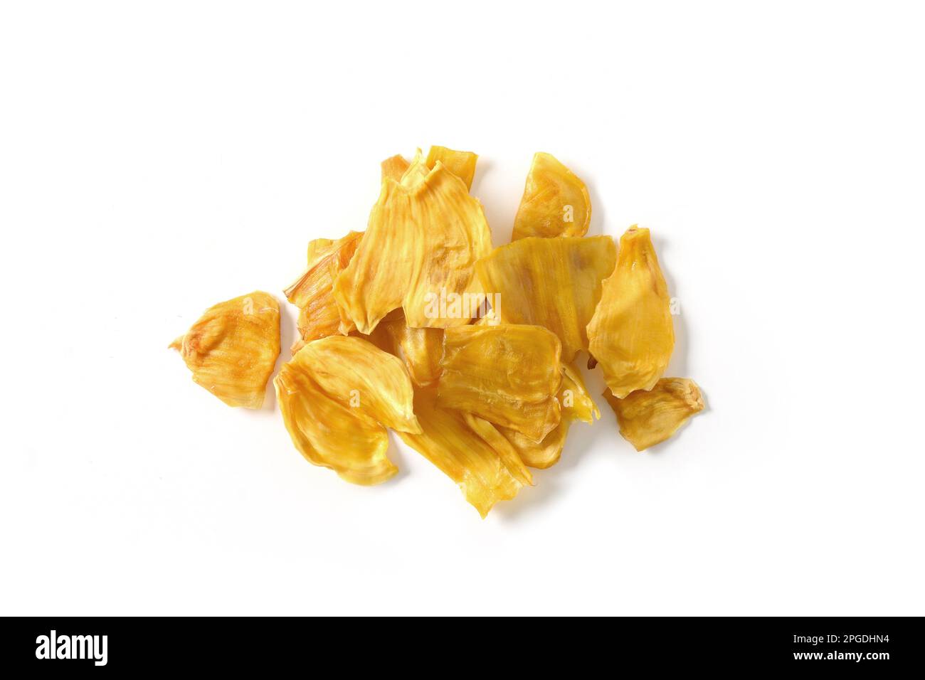 Organic jackfruit chips isolated on white background. Vegan sugar free