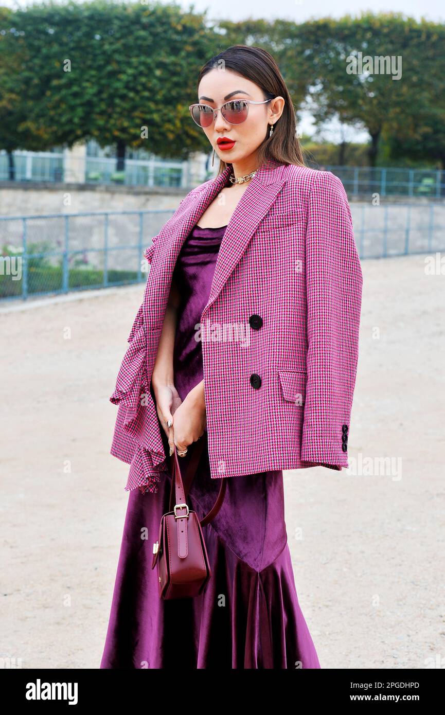 Jessica Wang - Streetstyle at Paris Fashion Week - Paris - France Stock ...