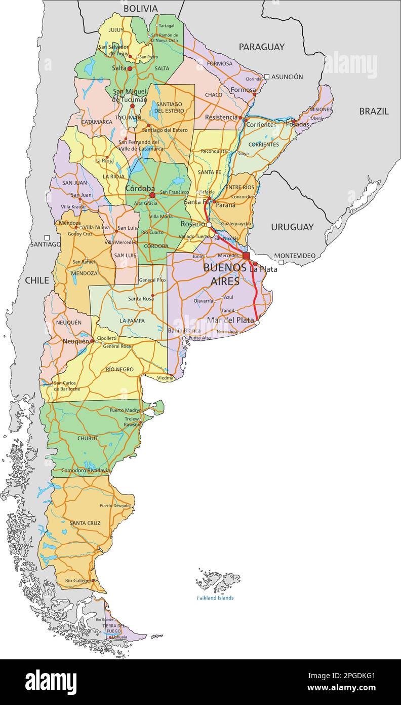 Argentina Highly Detailed Editable Political Map With Labeling Stock Argentina Highly Detailed Editable Political Map With Labeling 2PGDKG1