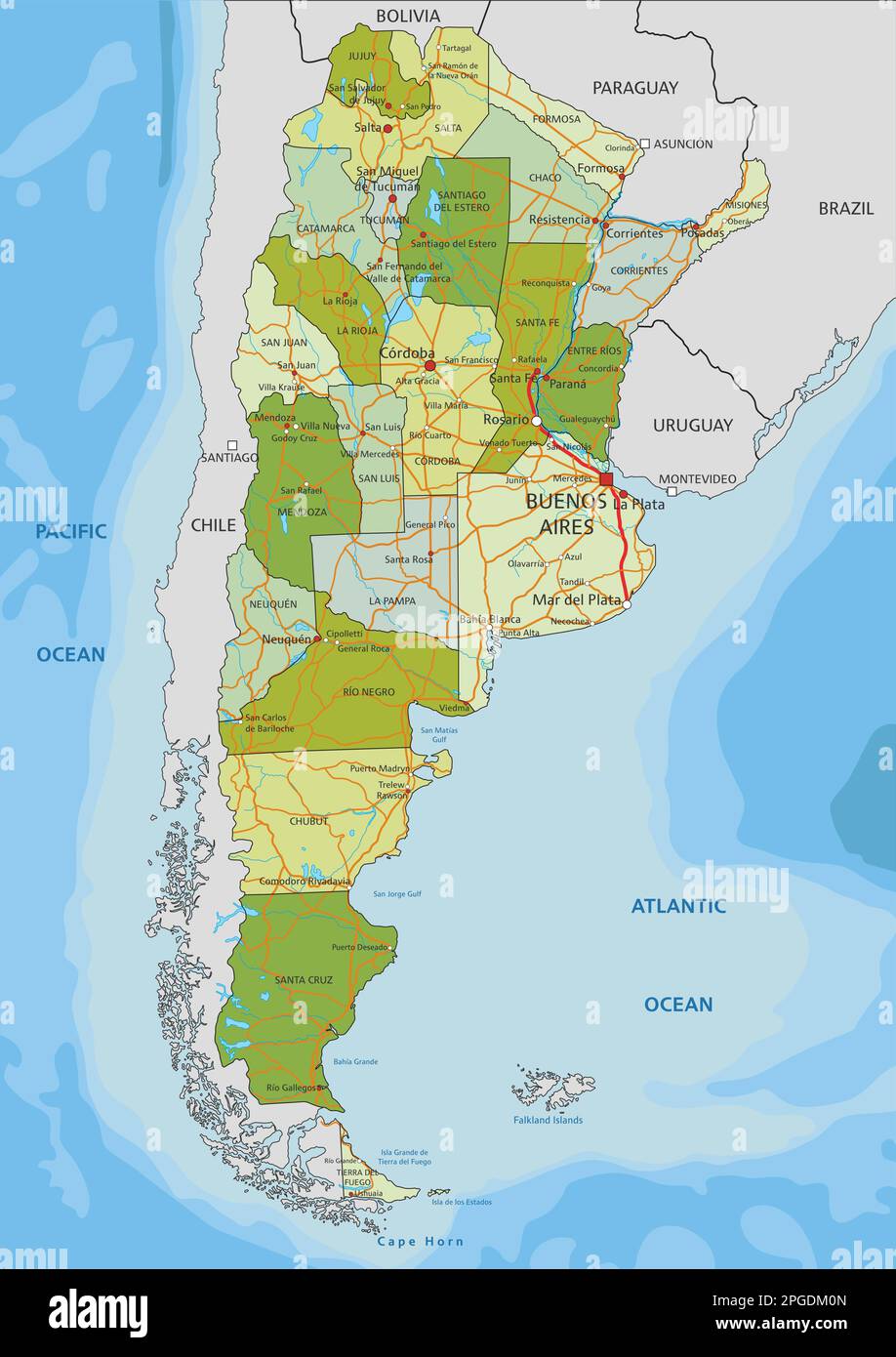 Highly Detailed Editable Political Map With Separated Layers Argentina Highly Detailed Editable Political Map With Separated Layers Argentina 2PGDM0N