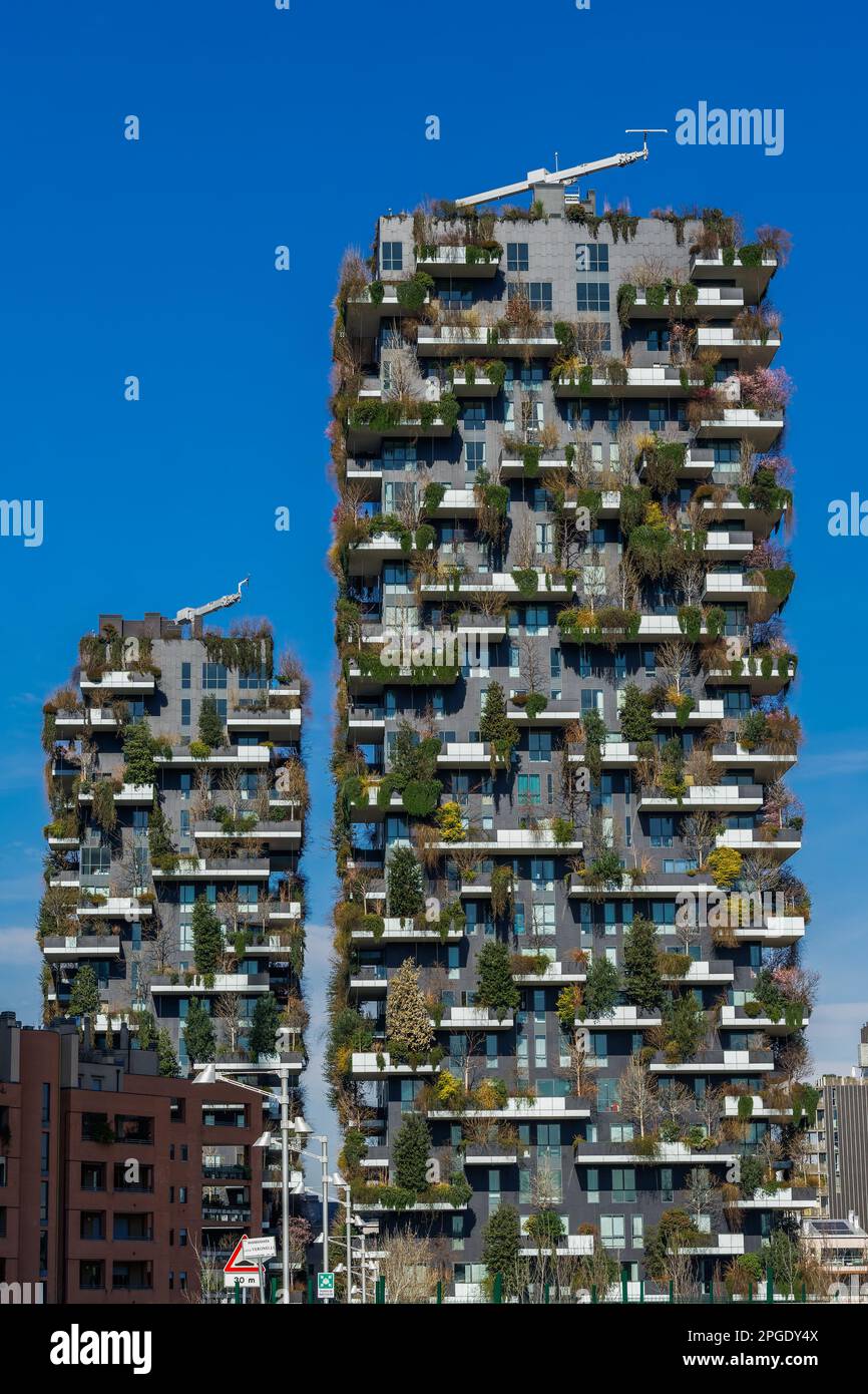 Milan,Italy Bosco Verticale, Vertical Forest in Italian, two
