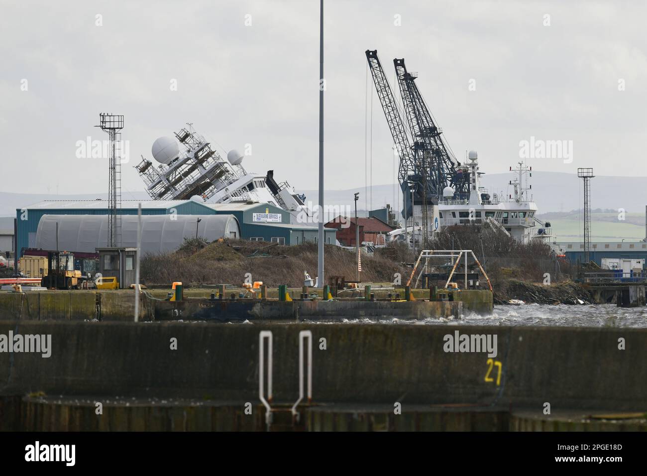 Edinburgh Scotland, UK 22 March 2023. Emergency incident at the Imperial Dock in Leith. credit sst/alamy live news Stock Photo