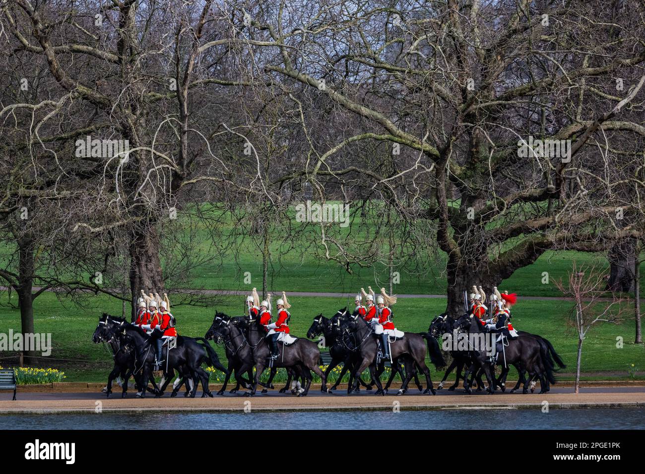 London, UK. 22 Mar 2023. The King's mounted bodyguard parade in Hyde ...