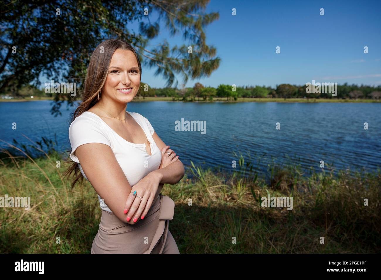 Woman posing outdoors hi-res stock photography and images - Alamy
