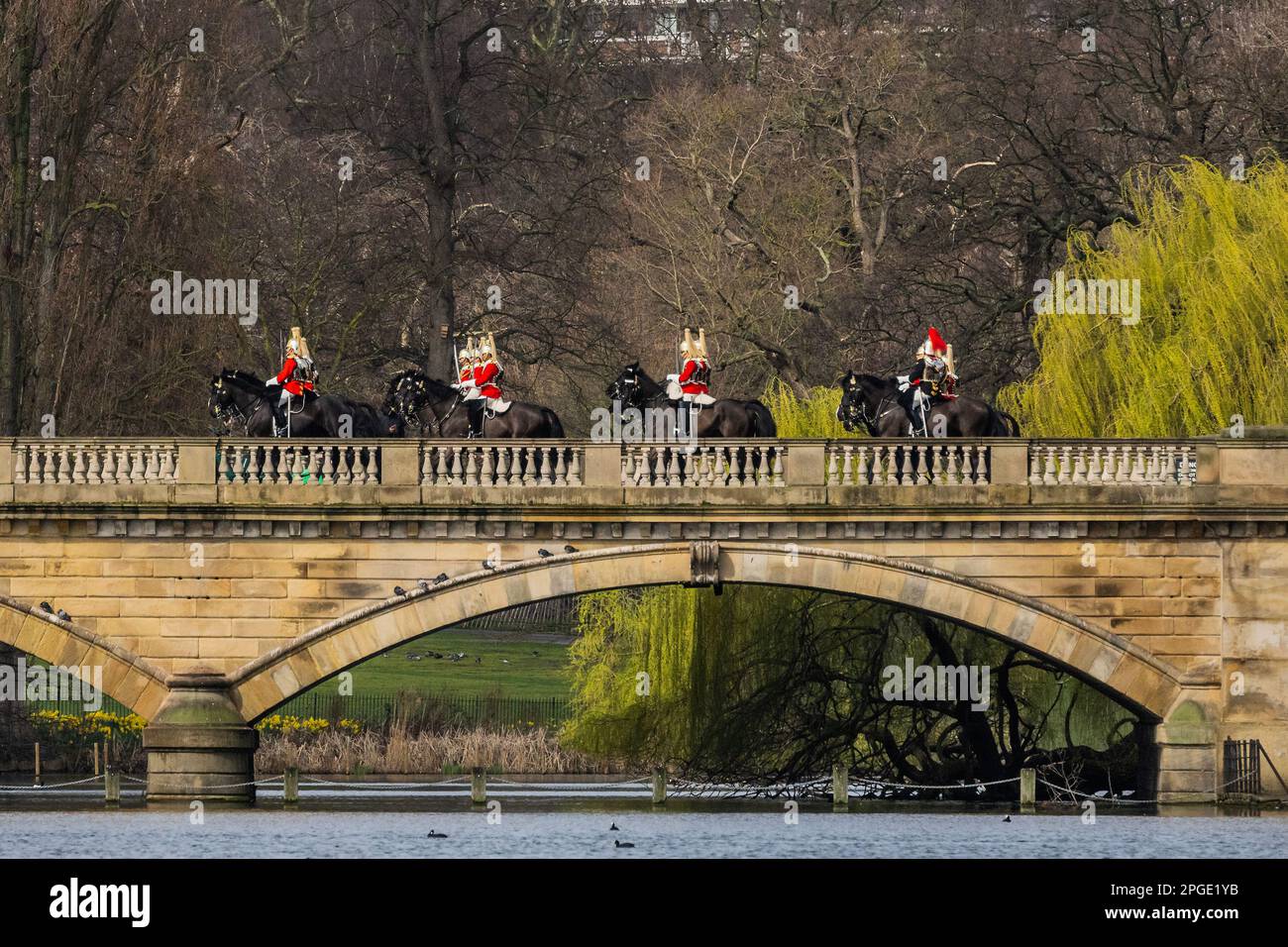 London, UK. 22 Mar 2023. The King's mounted bodyguard parade in Hyde ...