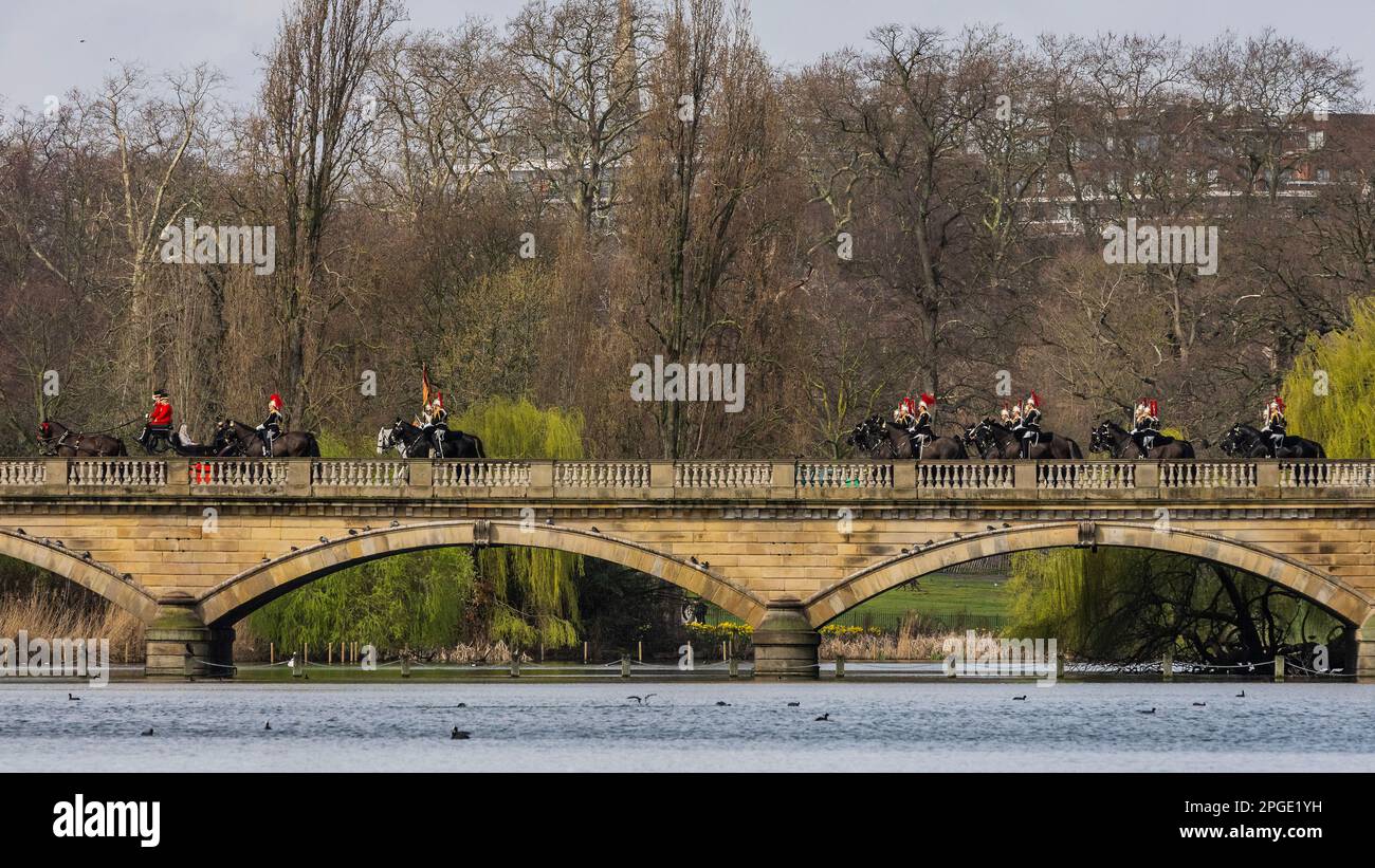 London, UK. 22 Mar 2023. The King's mounted bodyguard parade in Hyde ...