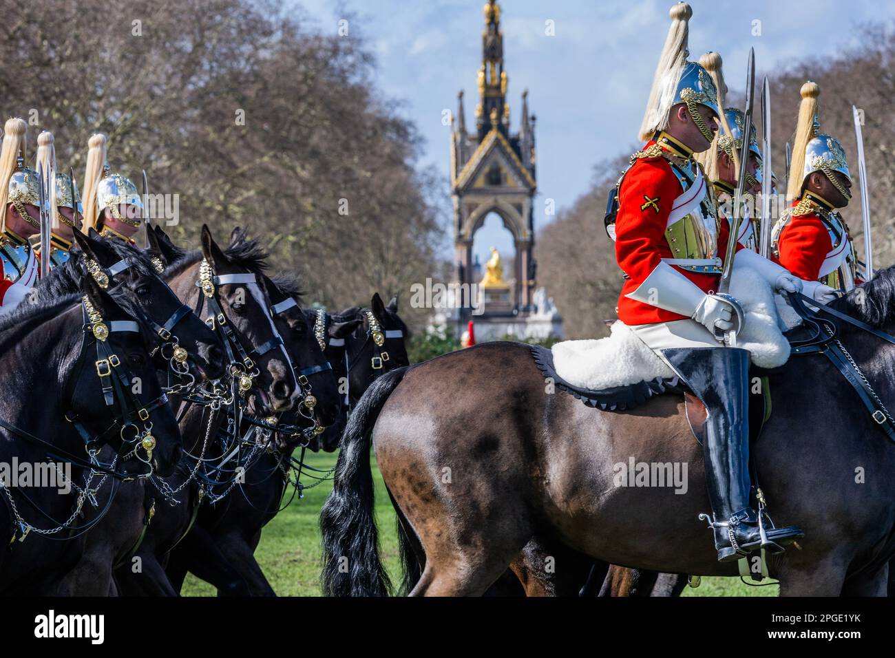 London, UK. 22 Mar 2023. The King's mounted bodyguard parade in Hyde ...
