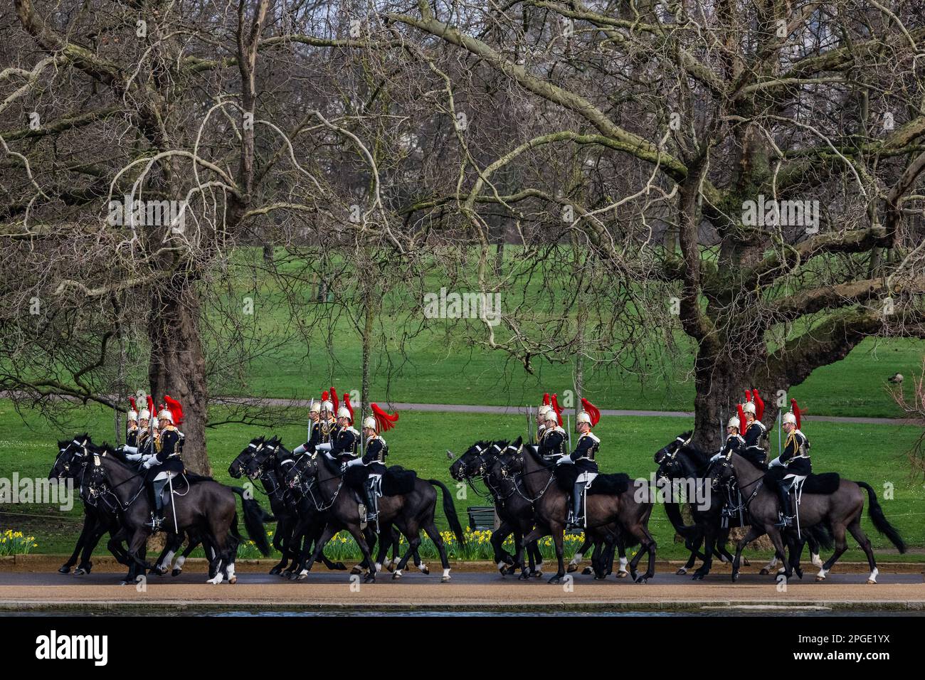 London, UK. 22 Mar 2023. The King's mounted bodyguard parade in Hyde ...
