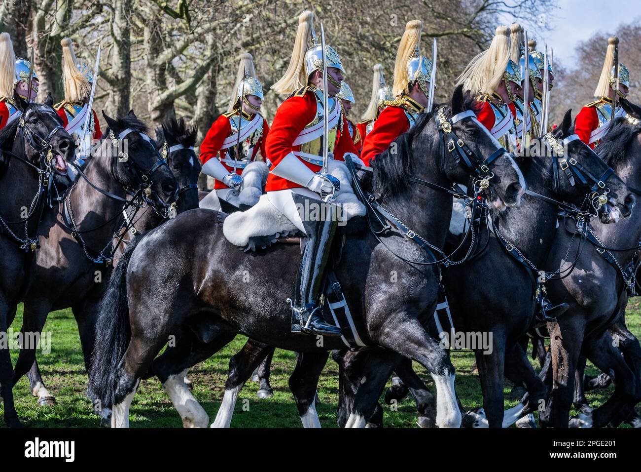 London, UK. 22 Mar 2023. The King's mounted bodyguard parade in Hyde ...