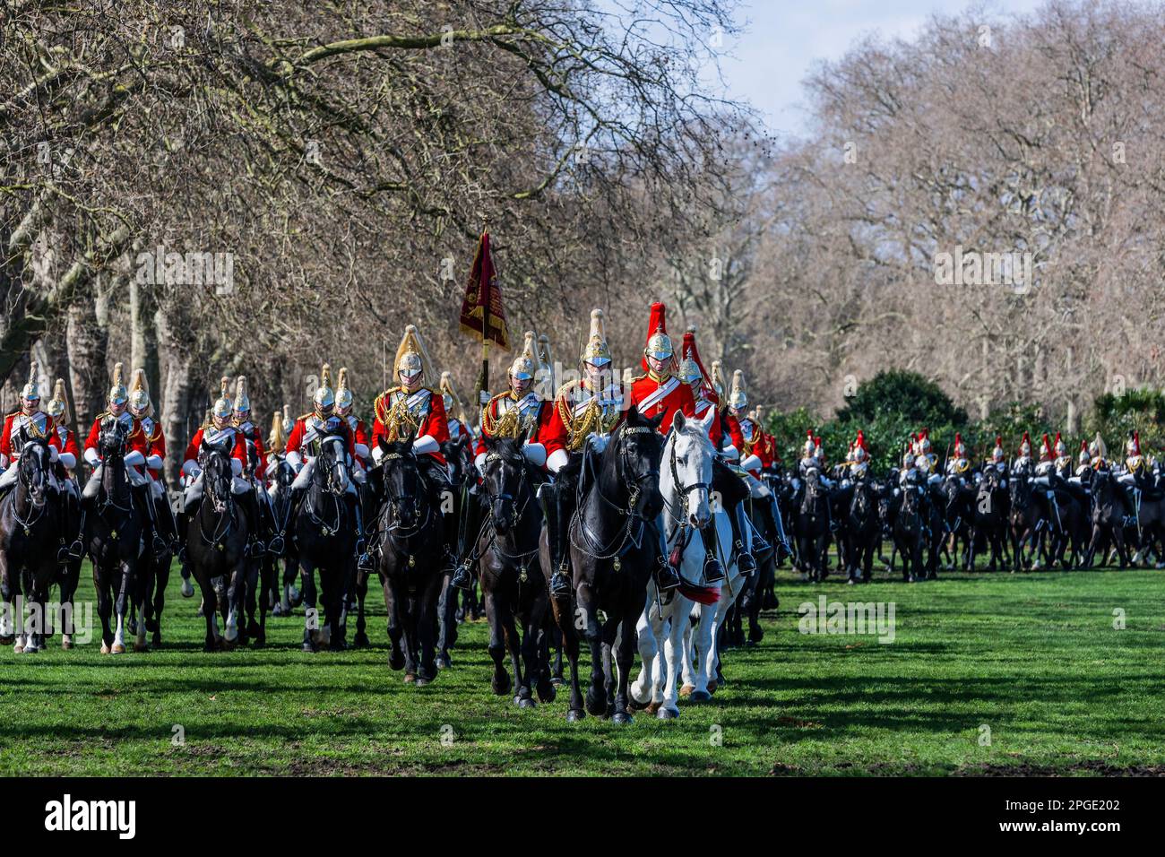London, UK. 22 Mar 2023. The King's mounted bodyguard parade in Hyde ...