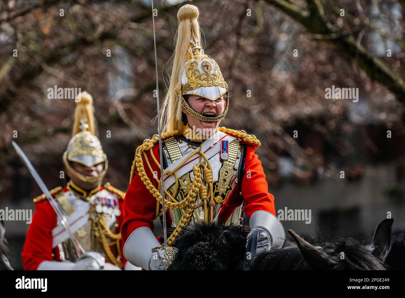 London, UK. 22 Mar 2023. The King's mounted bodyguard parade in Hyde ...