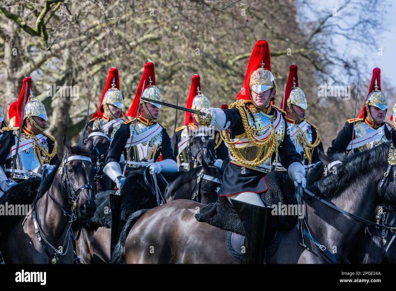 London, UK. 22 Mar 2023. The King's mounted bodyguard parade in Hyde ...