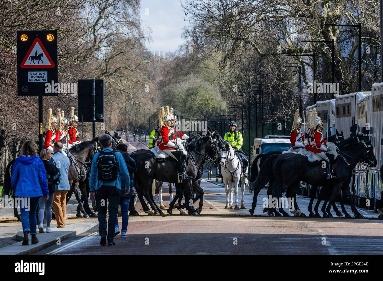 London, UK. 22 Mar 2023. The King's mounted bodyguard parade in Hyde ...