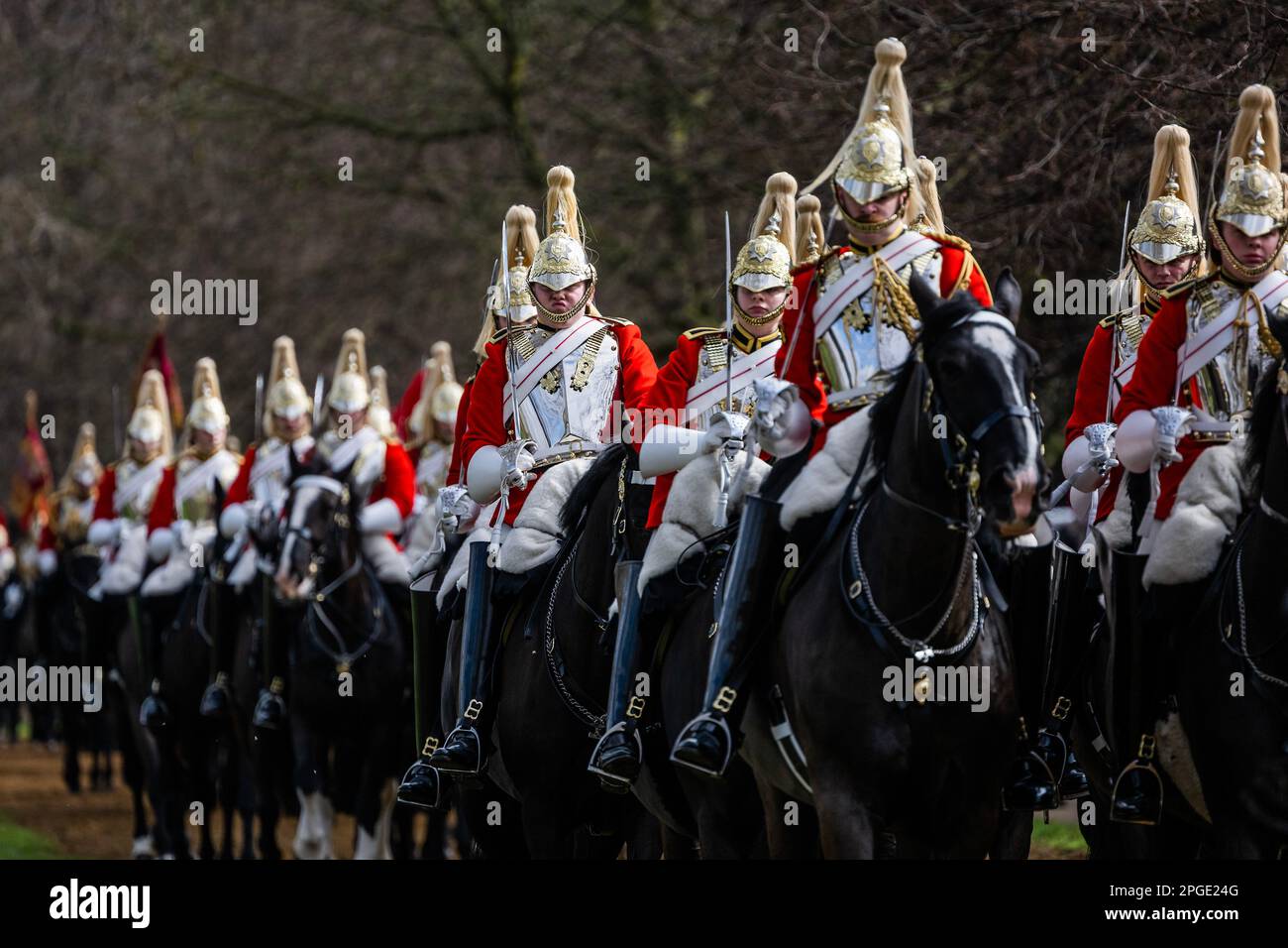 London, UK. 22 Mar 2023. The King's mounted bodyguard parade in Hyde ...