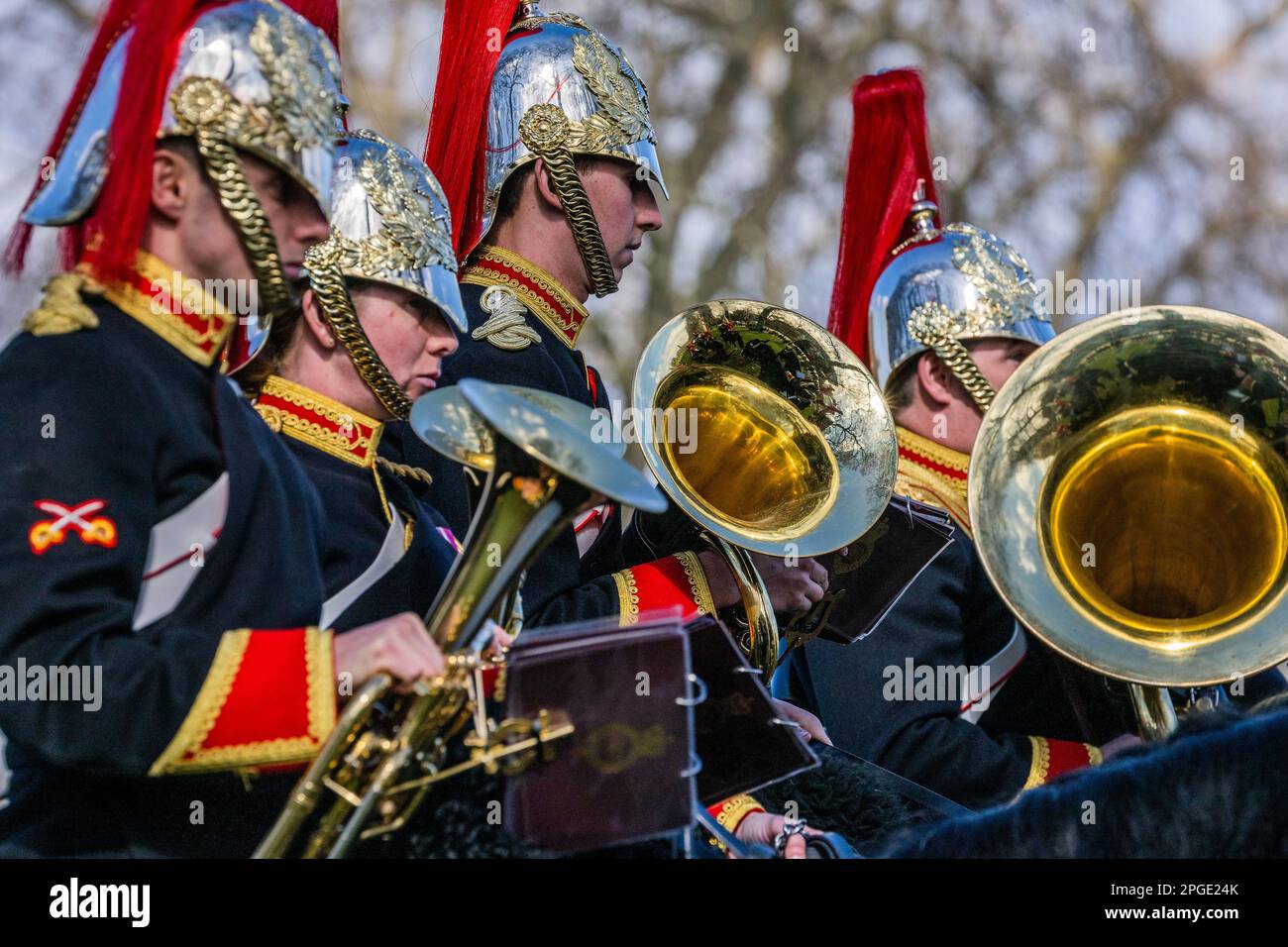 London, UK. 22 Mar 2023. The King's mounted bodyguard parade in Hyde ...