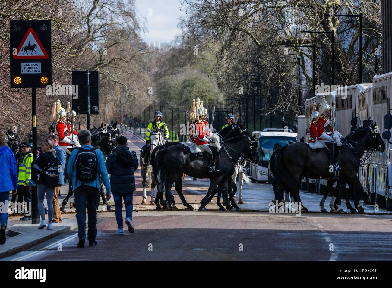 London, UK. 22 Mar 2023. The King's mounted bodyguard parade in Hyde ...
