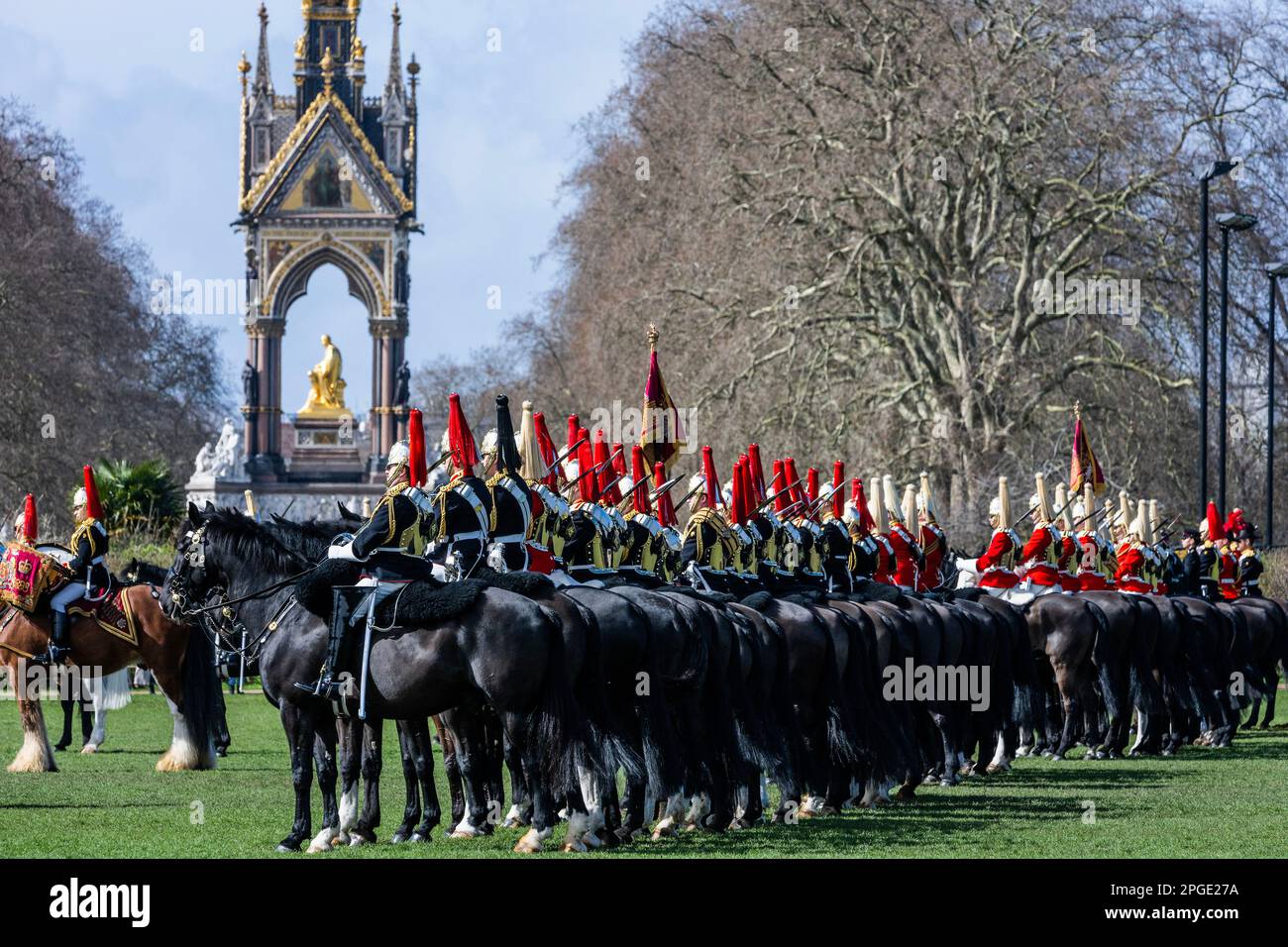 London, UK. 22 Mar 2023. The parade passes the Albert Memorial - The ...